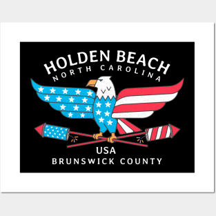 Holden Beach, NC Summer Patriotic Pride Fourth of July Posters and Art